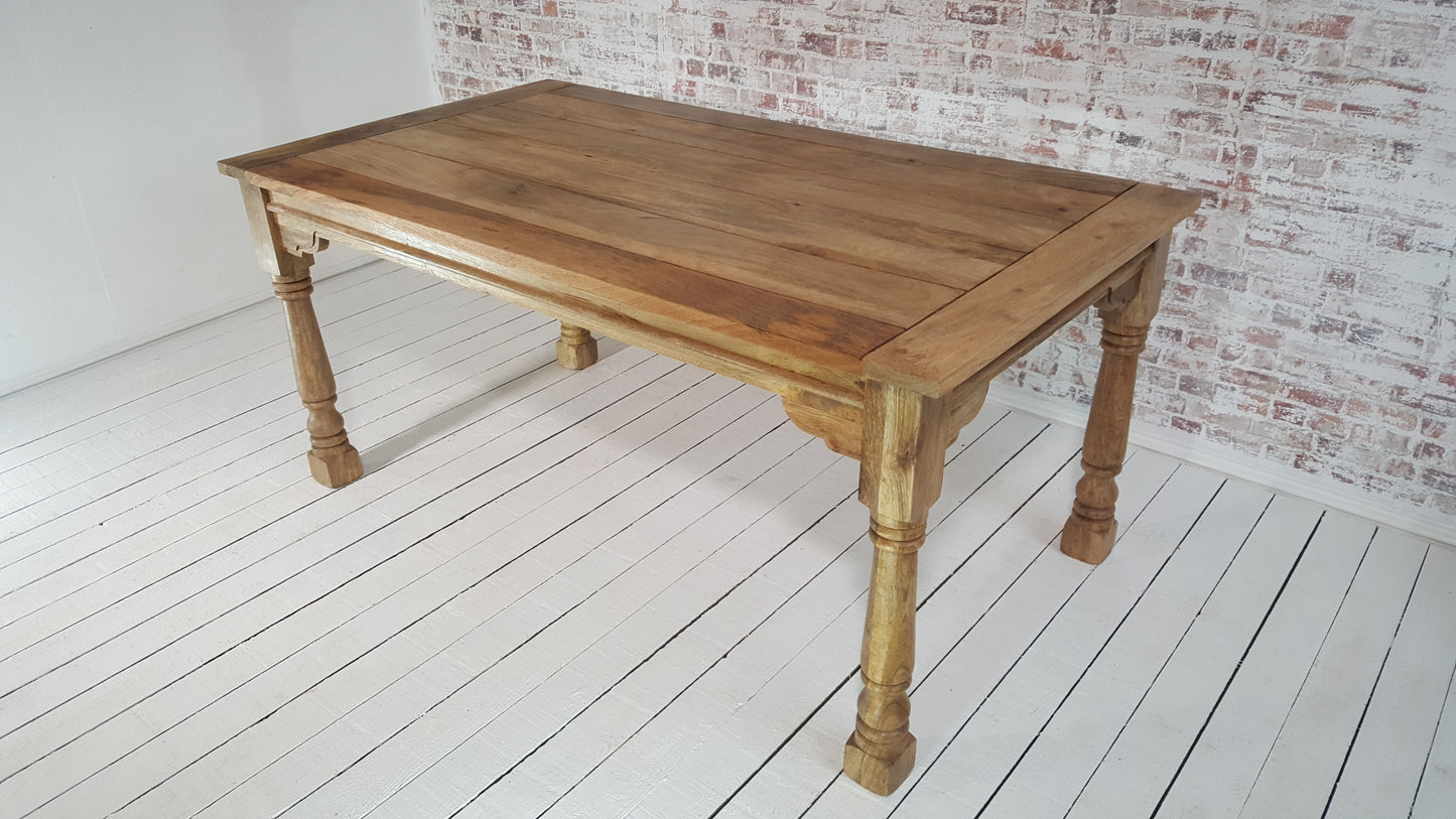 Very Large Extendable Oak Style Rustic Farmhouse Dining