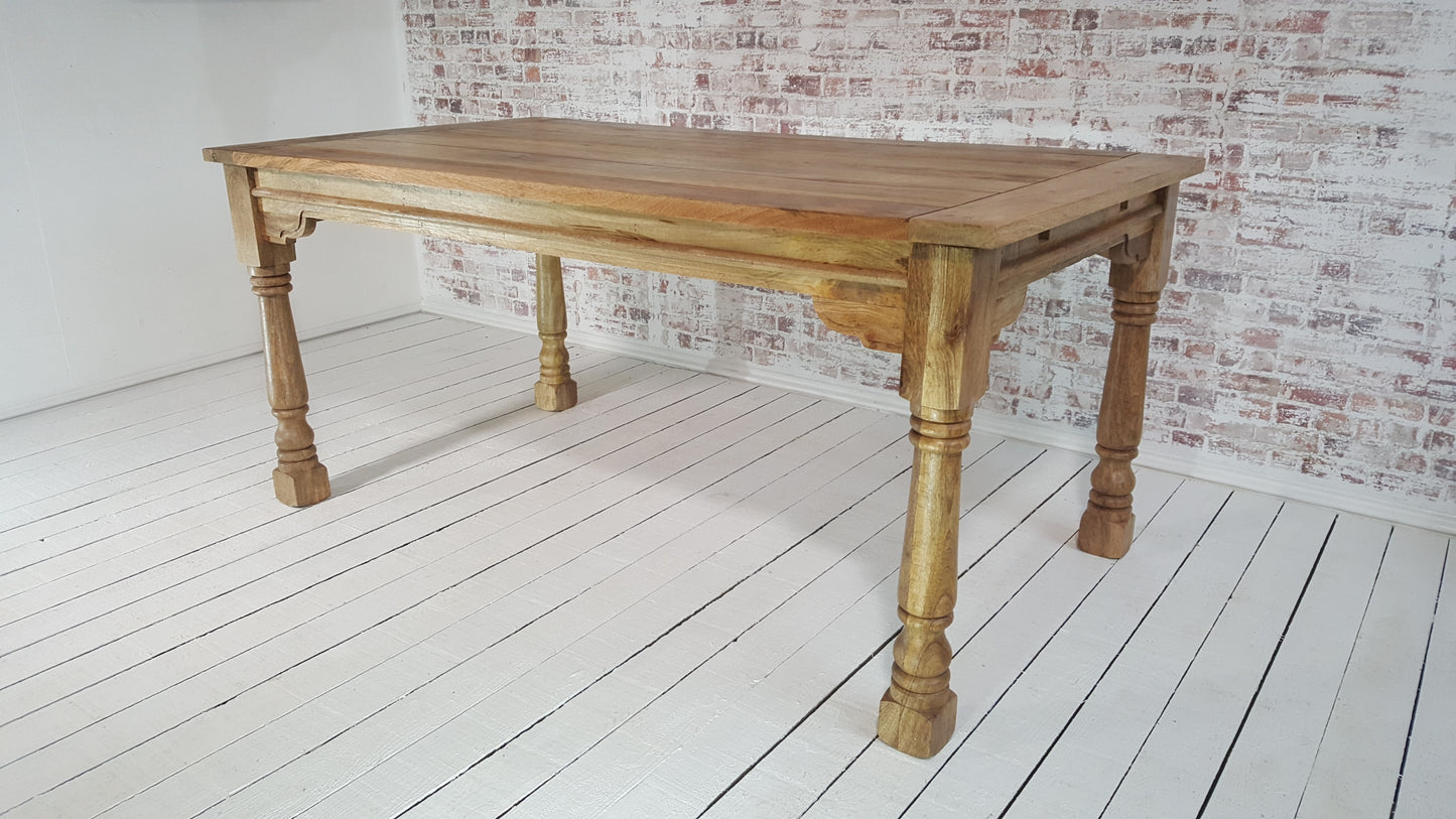 Extendable Oak Style Rustic Farmhouse Dining Kitchen Table