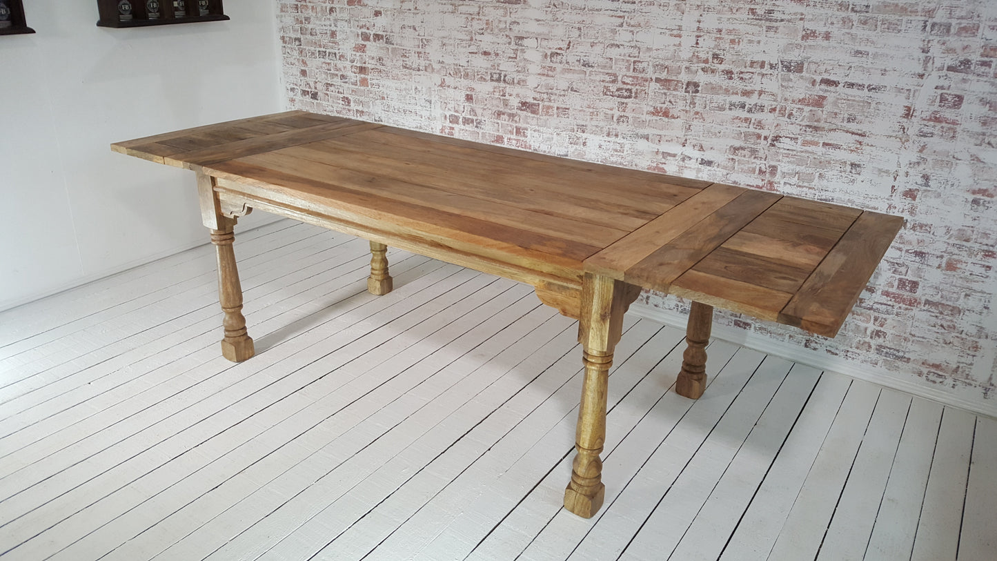 All Wood Extendable Rustic Farmhouse Dining Table Natural