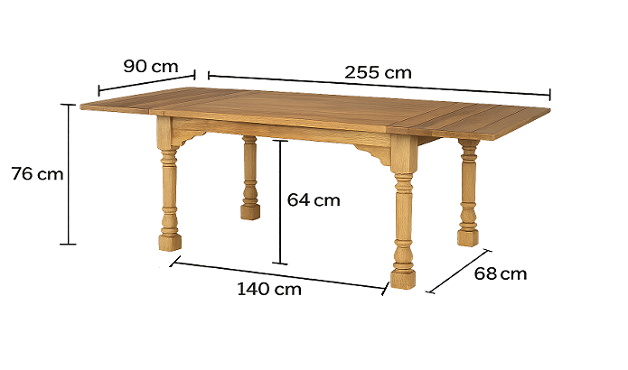 Natural Finish Large Extendable Dining Table Rustic Farmhouse Style