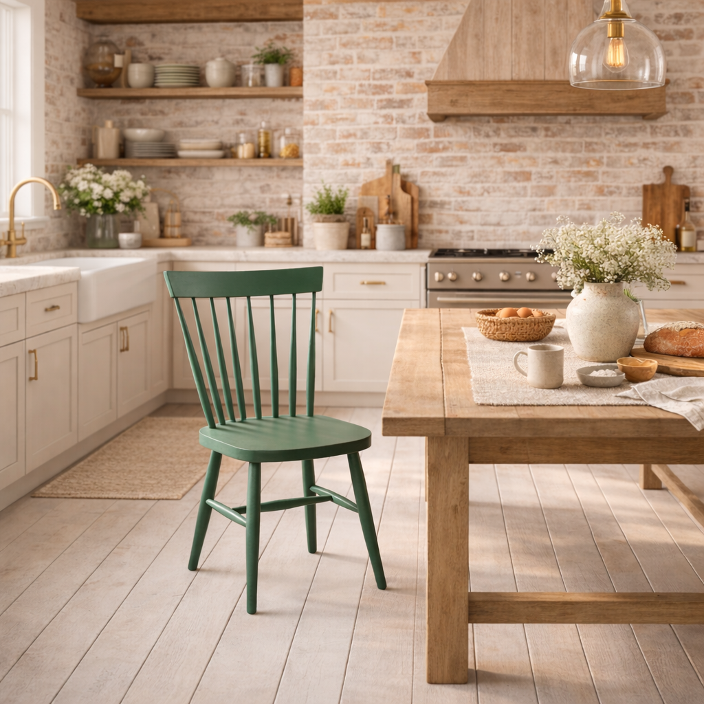 Painted Spindle Back Kitchen Dining Chairs Any Farrow & Ball Rustic Mid-Century Modern Living