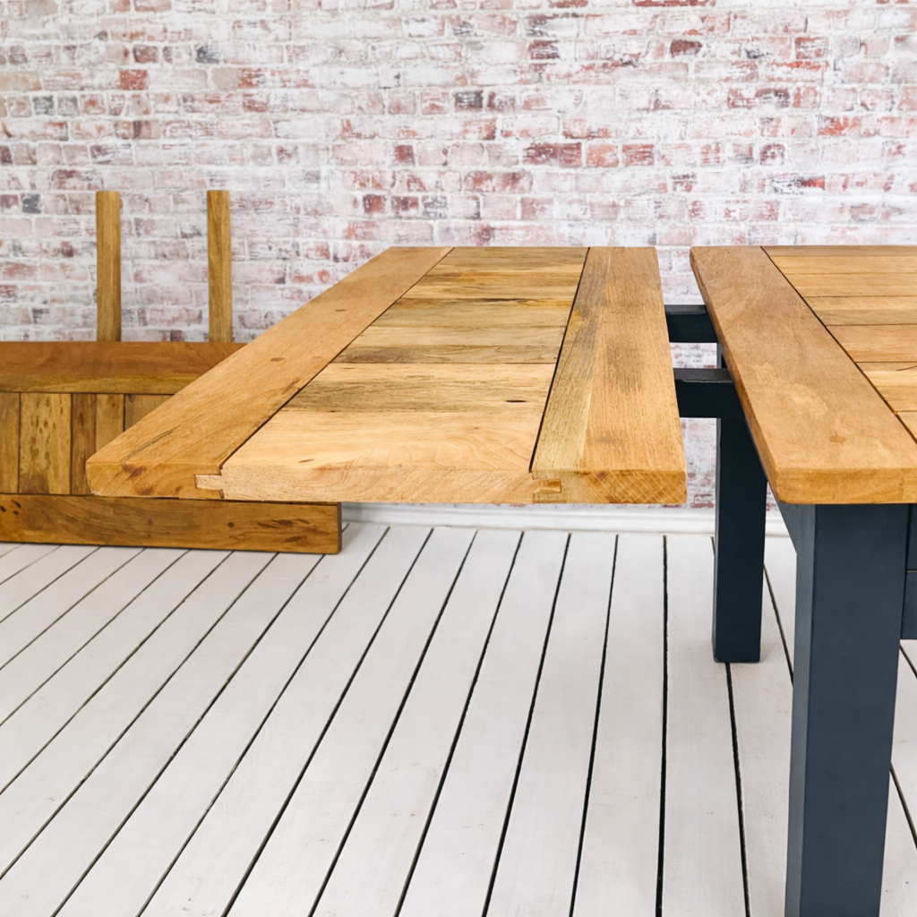 Contemporary Square Leg Extendable Modern Rustic Farmhouse Dining Table Painted Finish