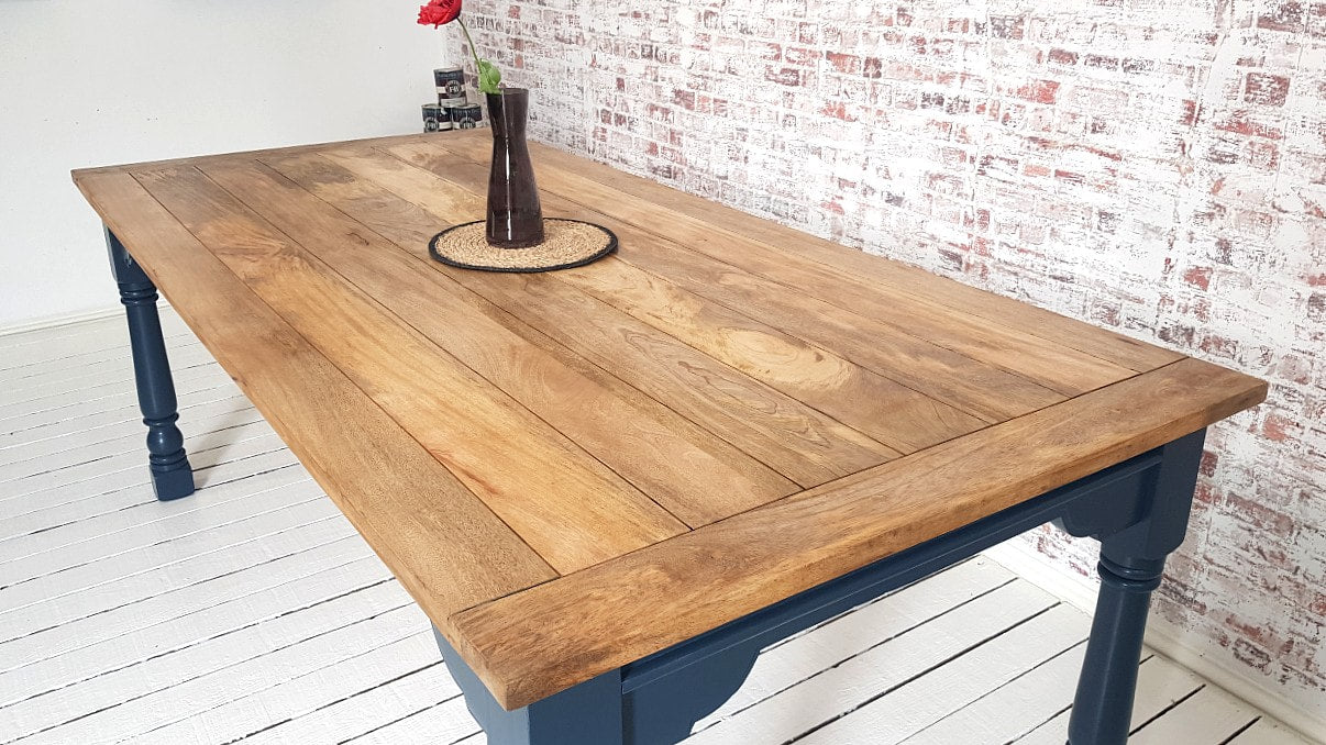 Very Large Extendable Rustic Farmhouse Dining Table Painted Finish - 14-16 Seater - 10ft