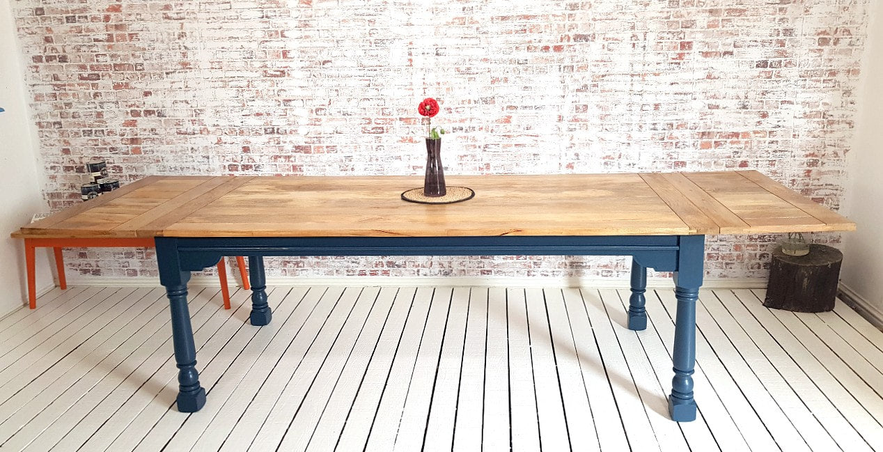 Very Large Extendable Rustic Farmhouse Dining Table Painted Finish - 14-16 Seater - 10ft