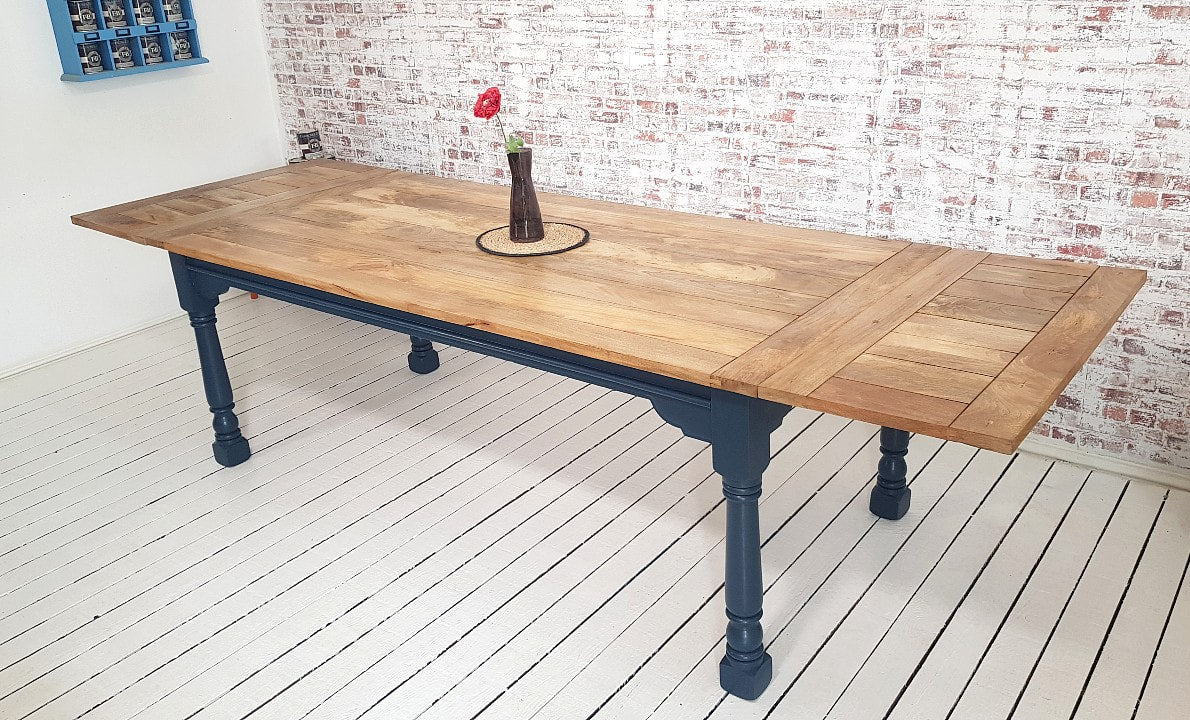 Very Large Extendable Rustic Farmhouse Dining Table Painted Finish - 14-16 Seater - 10ft