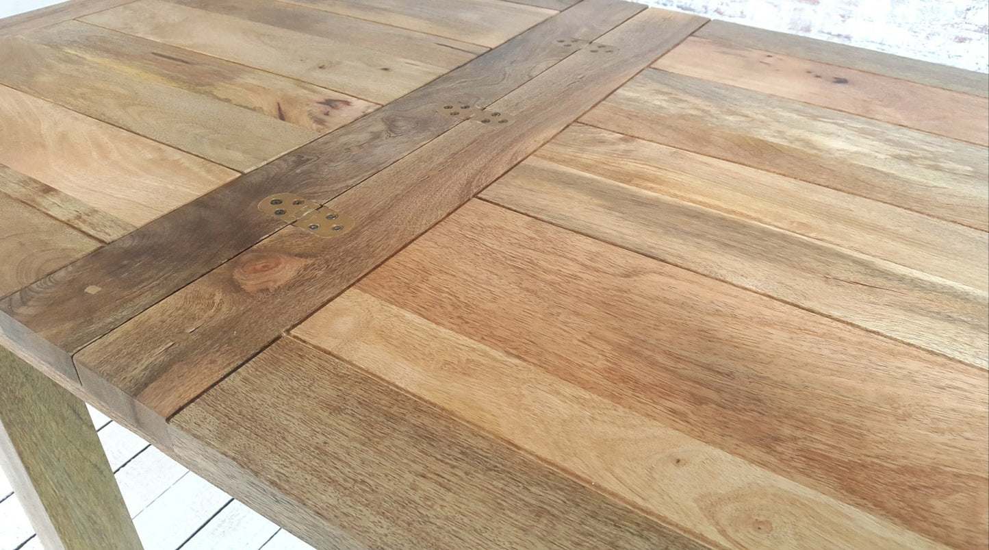 Petite Turned Leg Extending Rustic Farmhouse Kitchen Dining Table Painted Finish