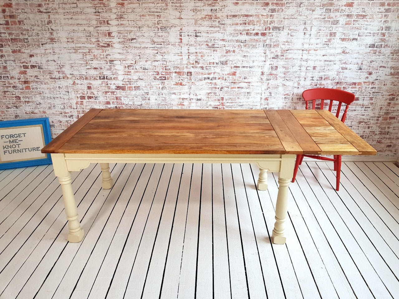 Painted Finish Large Extendable Dining Table Rustic Farmhouse Style - Any Farrow & Ball Colour!