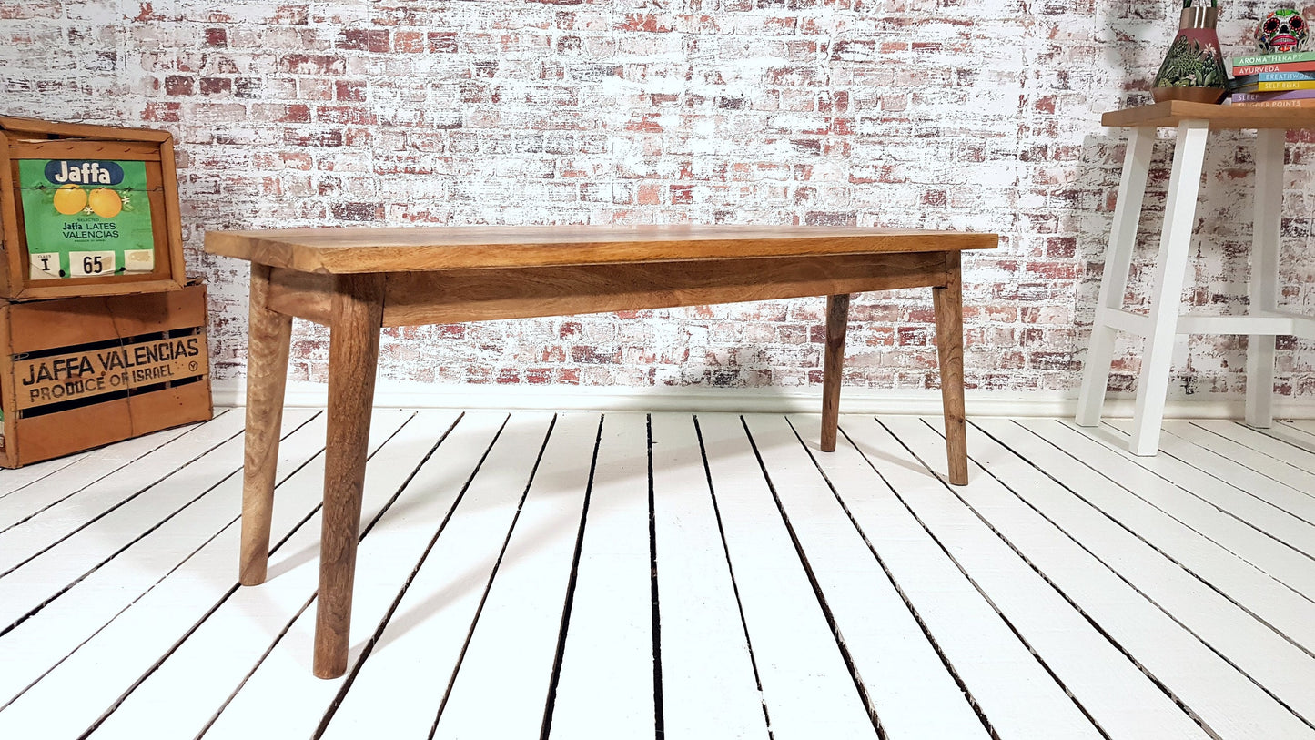 Mid-Century Modern Living Hardwood Dining Bench