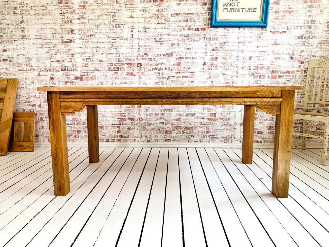 Natural Finish Contemporary Square Leg Extendable Modern Rustic Farmhouse Dining Table