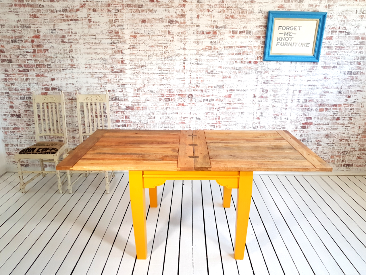 Tapered Leg Extending Farmhouse Dining Table to Seat Eight People - Modern Rustic Style