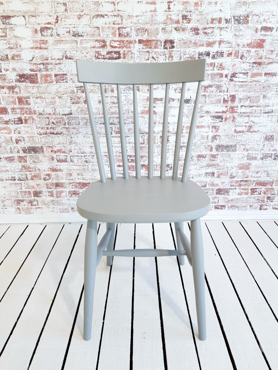 Modern Rustic Farmhouse Dining Set - Large Extending Dining Table with Spindle Back Chairs Painted Farrow & Ball