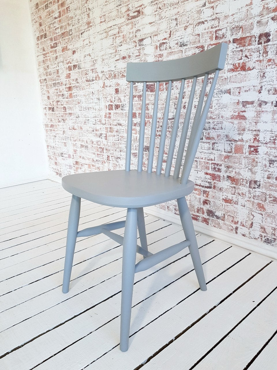 Modern Rustic Farmhouse Dining Set - Large Extending Dining Table with Spindle Back Chairs Painted Farrow & Ball