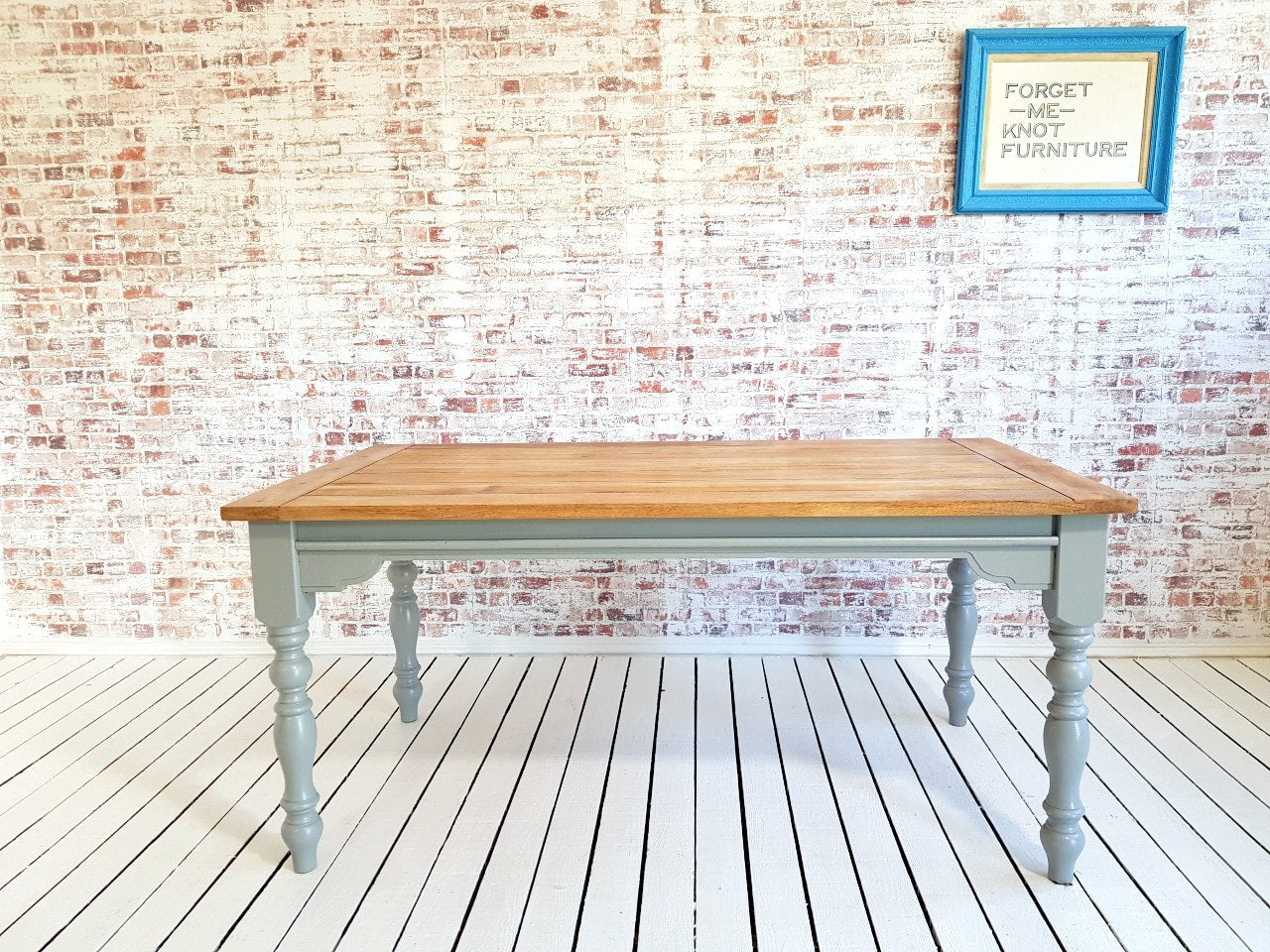 Modern Rustic Farmhouse Dining Set - Large Extending Dining Table with Spindle Back Chairs Painted Farrow & Ball