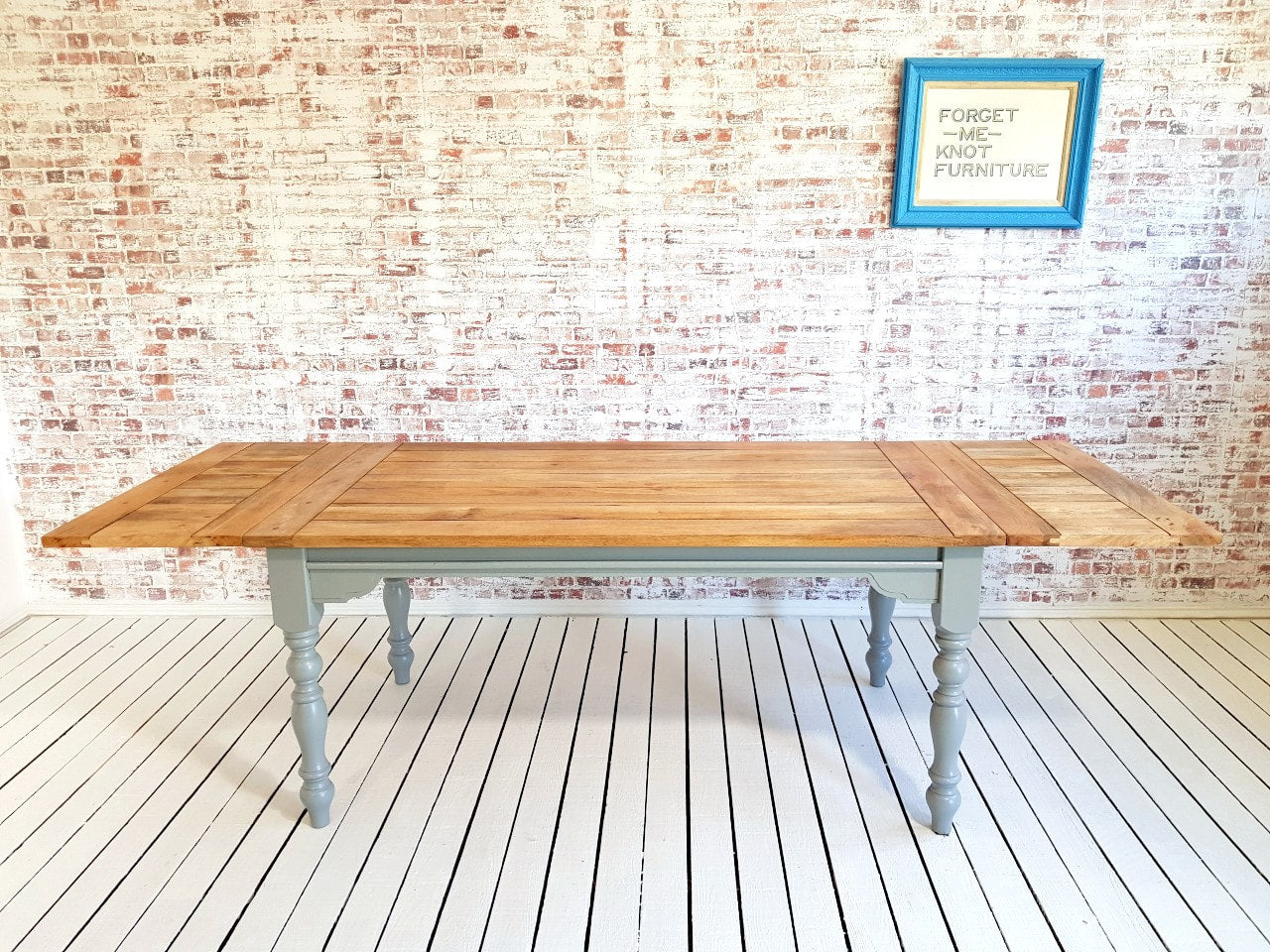 Modern Rustic Farmhouse Dining Set - Large Extending Dining Table with Spindle Back Chairs Painted Farrow & Ball