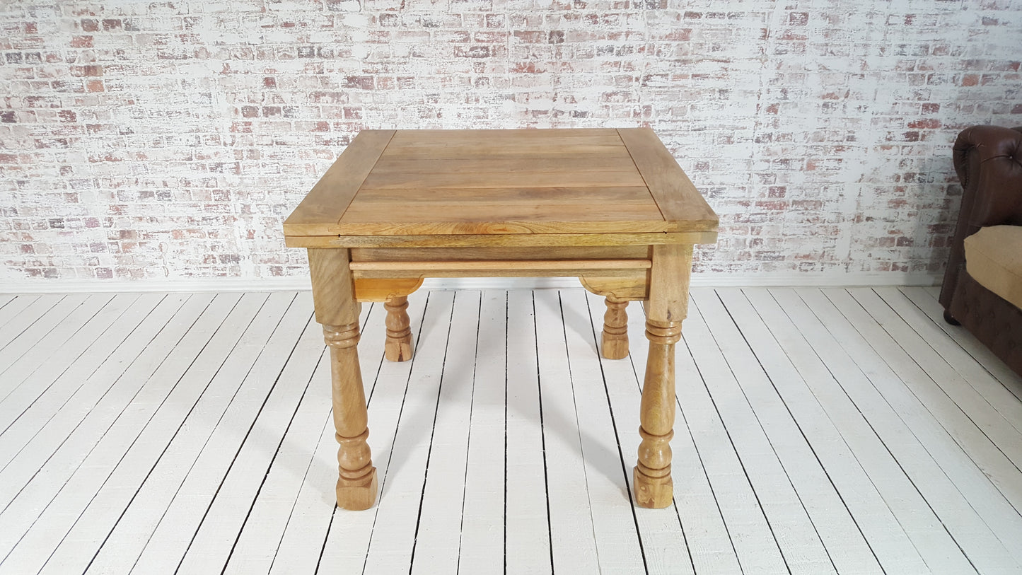 Natural Finish Folding Extendable Rustic Farmhouse Dining Table