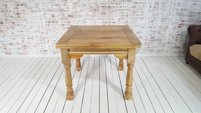 Natural Finish Folding Extendable Rustic Farmhouse Dining Table