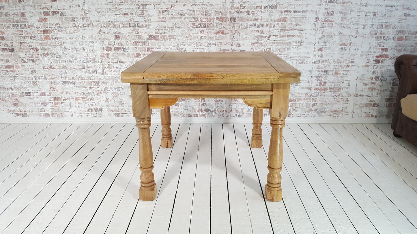 Natural Finish Folding Extendable Rustic Farmhouse Dining Table