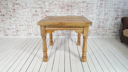 Natural Finish Folding Extendable Rustic Farmhouse Dining Table