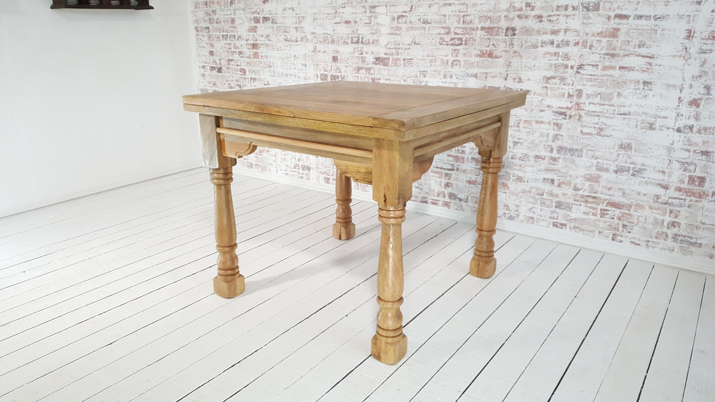 Natural Finish Folding Extendable Rustic Farmhouse Dining Table