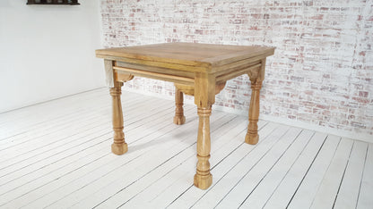 Natural Finish Folding Extendable Rustic Farmhouse Dining Table