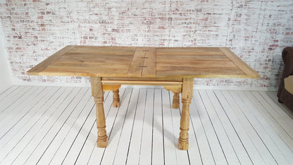 Natural Finish Folding Extendable Rustic Farmhouse Dining Table