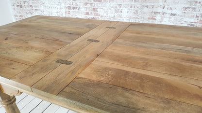 Natural Finish Folding Extendable Rustic Farmhouse Dining Table