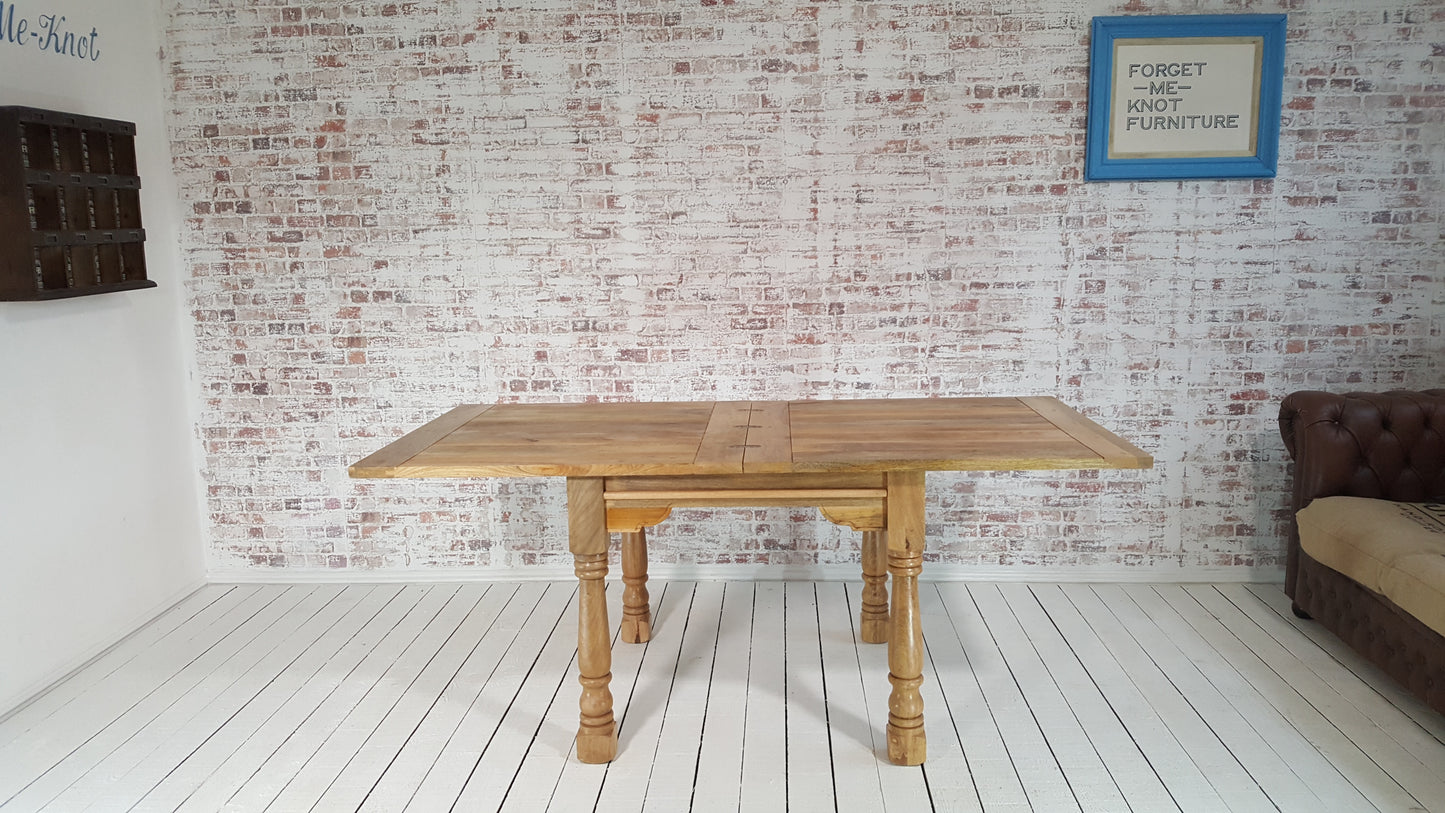 Natural Finish Folding Extendable Rustic Farmhouse Dining Table