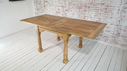 Natural Finish Folding Extendable Rustic Farmhouse Dining Table