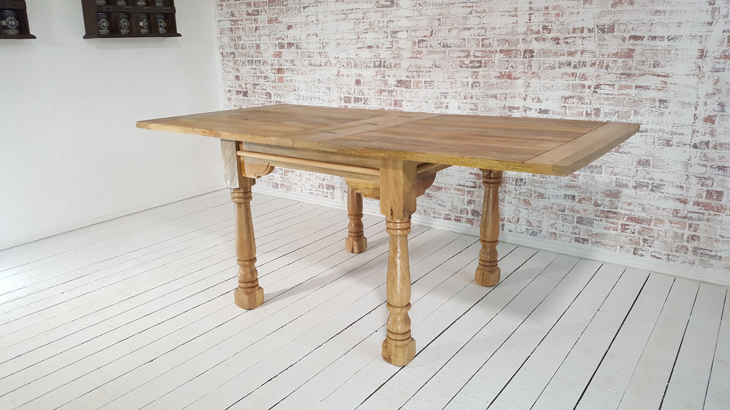 Natural Finish Folding Extendable Rustic Farmhouse Dining Table