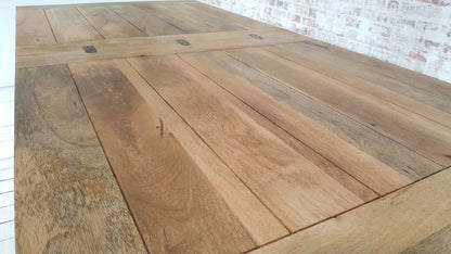 Natural Finish Folding Extendable Rustic Farmhouse Dining Table