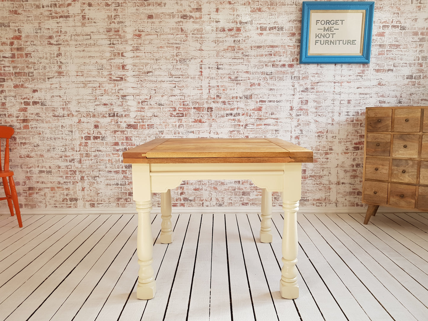 Painted Finish Folding Extendable Rustic Farmhouse Dining Table