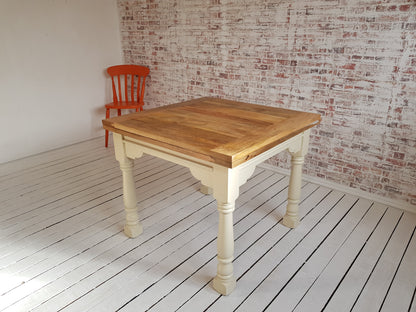 Painted Finish Folding Extendable Rustic Farmhouse Dining Table