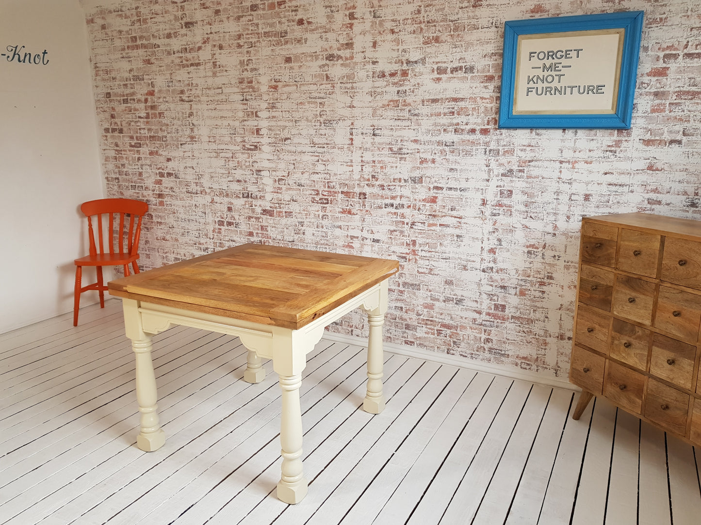 Painted Finish Folding Extendable Rustic Farmhouse Dining Table