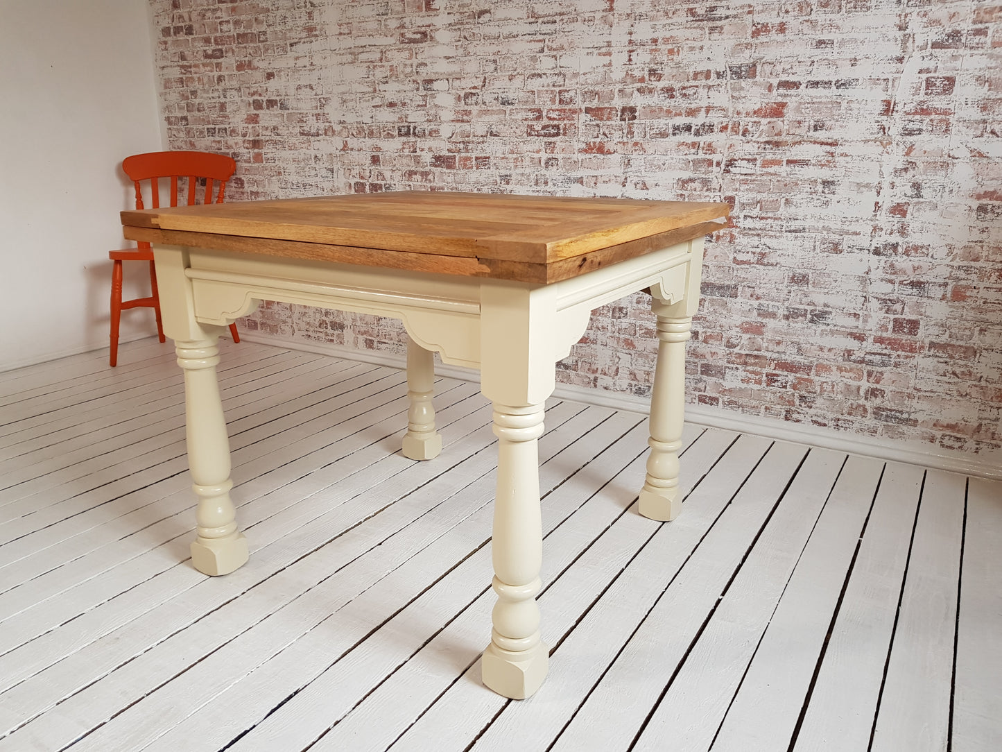 Painted Finish Folding Extendable Rustic Farmhouse Dining Table