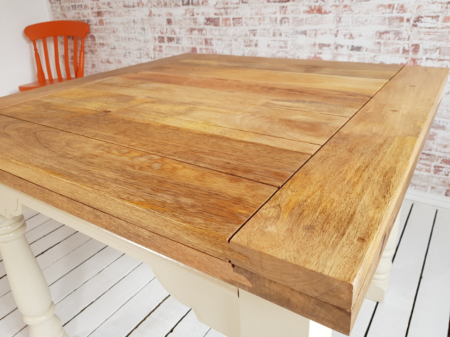 Painted Finish Folding Extendable Rustic Farmhouse Dining Table