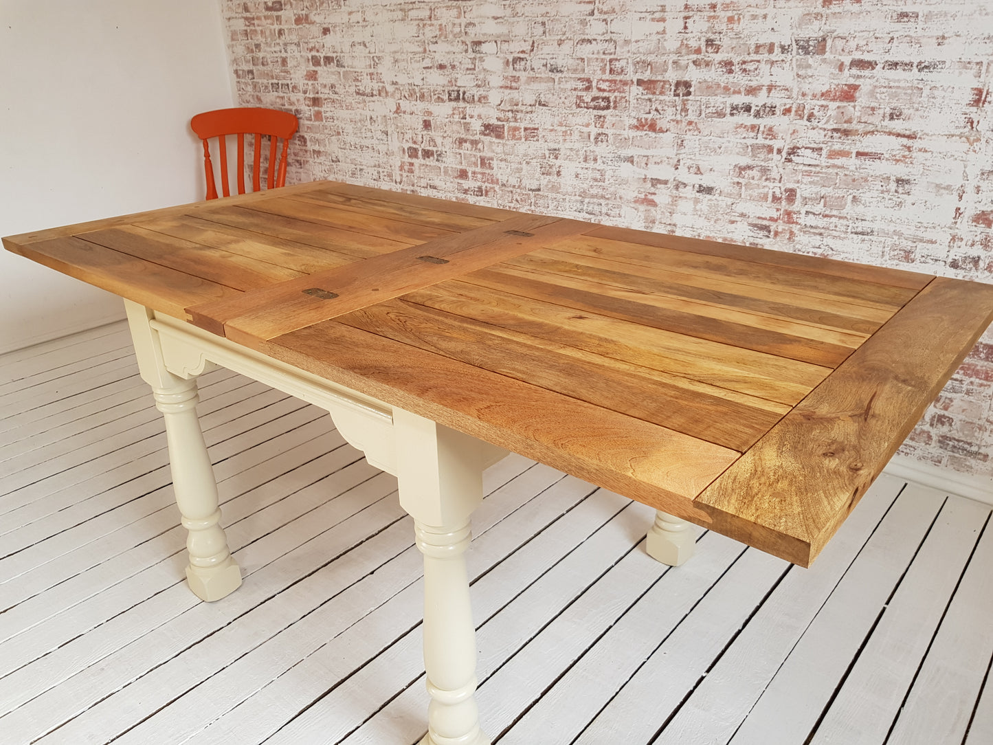 Painted Finish Folding Extendable Rustic Farmhouse Dining Table