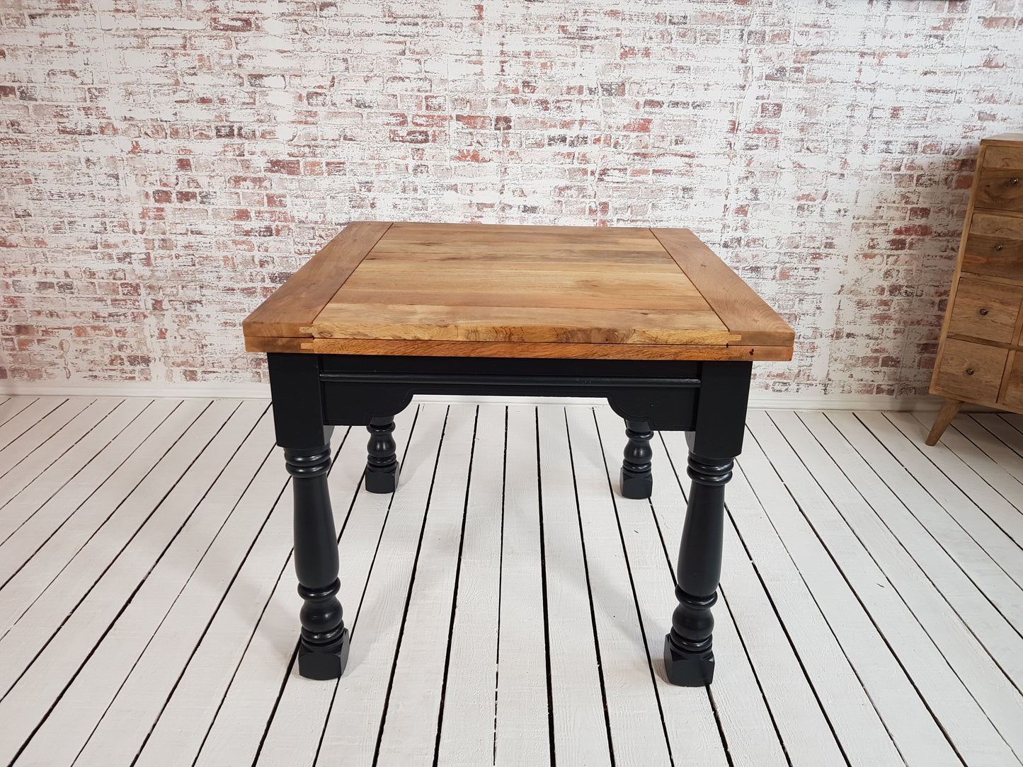 Painted Finish Folding Extendable Rustic Farmhouse Dining Table