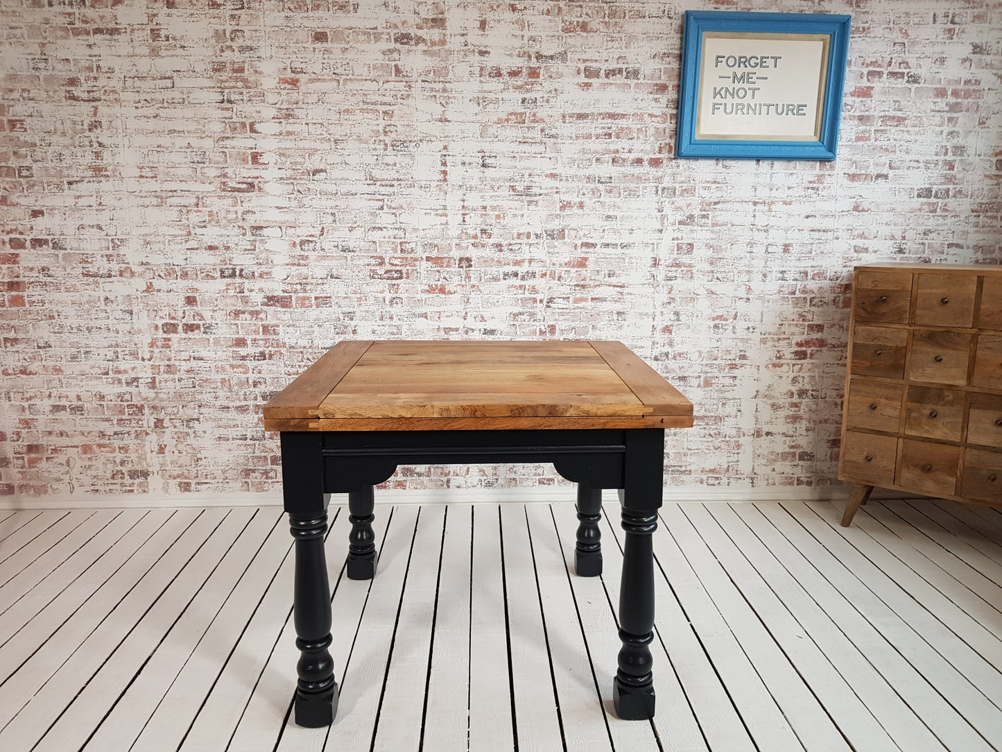 Painted Finish Folding Extendable Rustic Farmhouse Dining Table