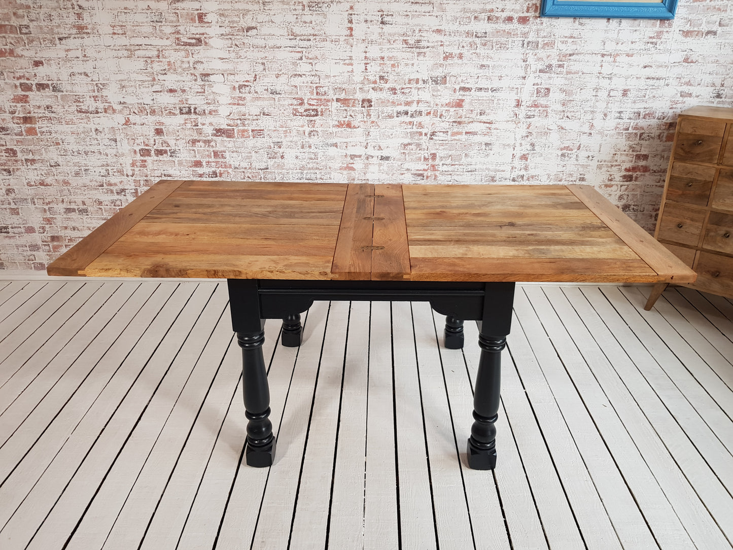 Painted Finish Folding Extendable Rustic Farmhouse Dining Table