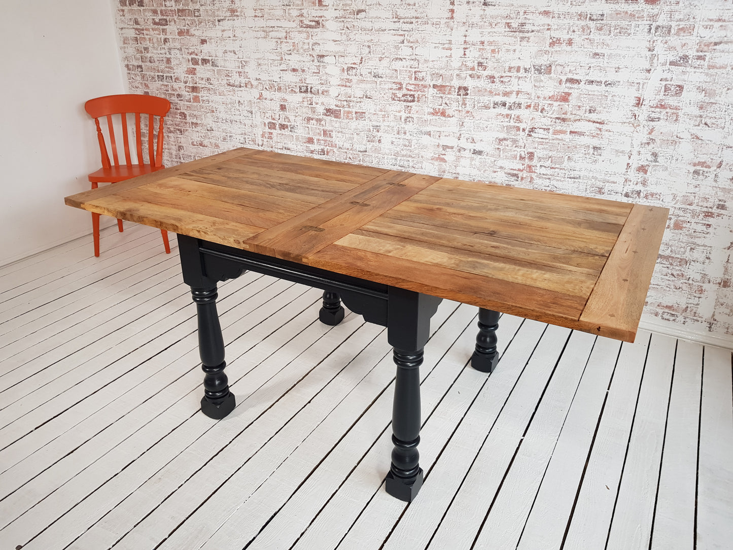 Painted Finish Folding Extendable Rustic Farmhouse Dining Table