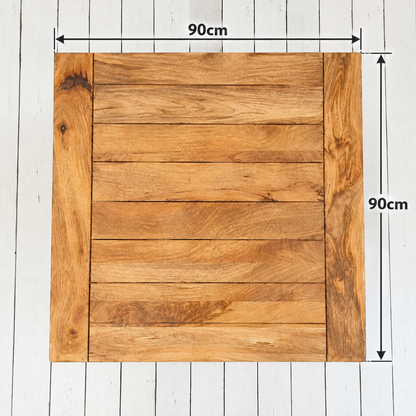 Rustic wooden folding dining table top with plank texture, 90cm size