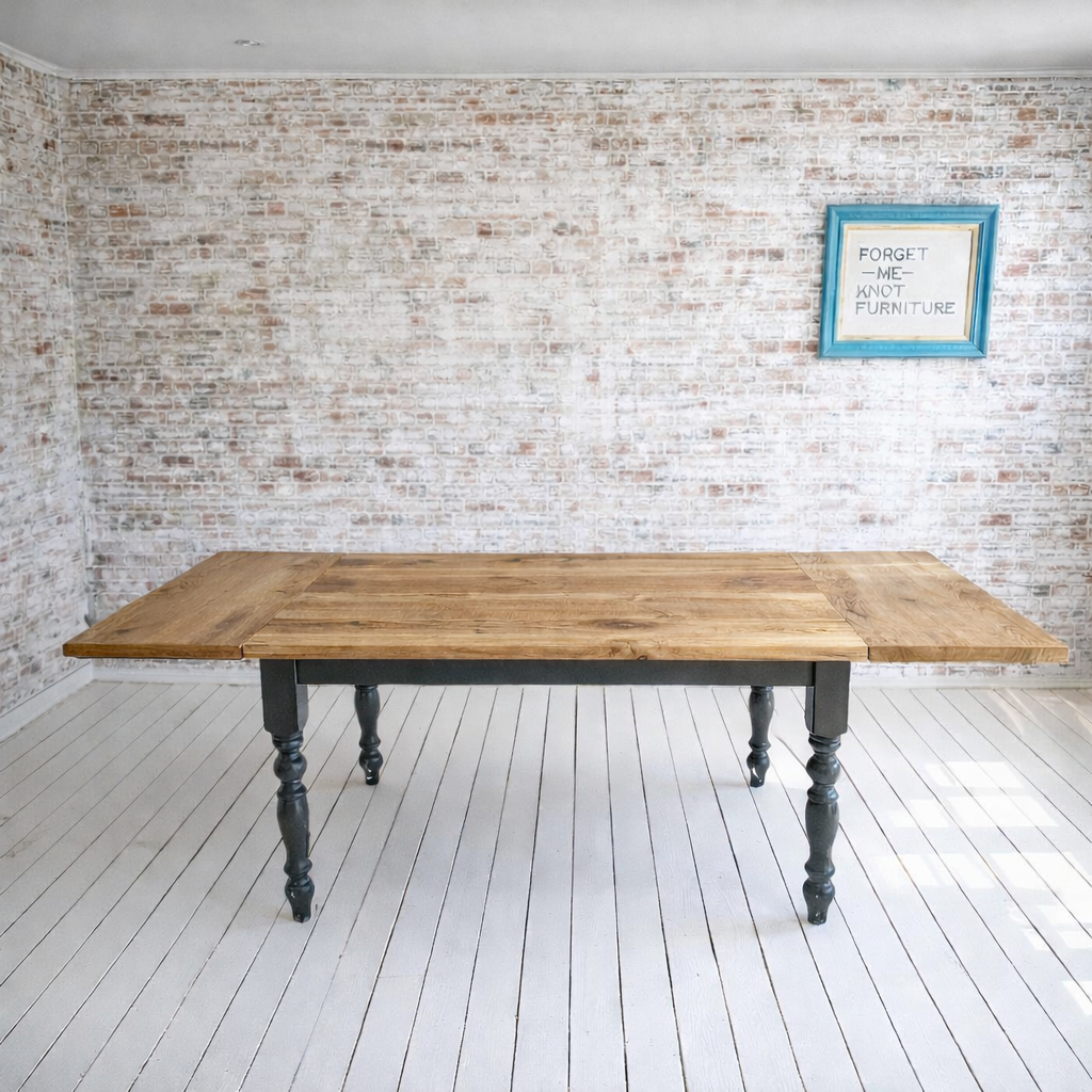 Extending Traditional Rustic Farmhouse Reclaimed Style Pine Kitchen Dining Table - Any Size, Any Colour!