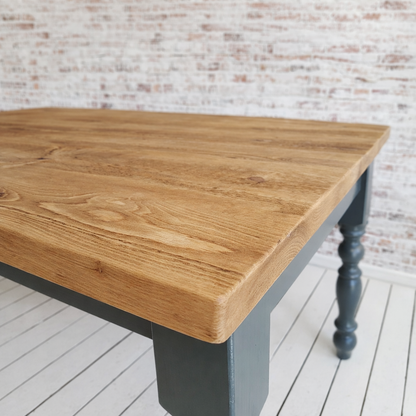 Extending Traditional Rustic Farmhouse Reclaimed Style Pine Kitchen Dining Table - Any Size, Any Colour!