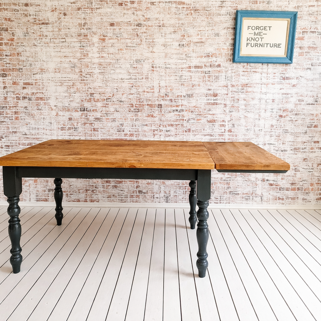 Extending Traditional Rustic Farmhouse Reclaimed Style Pine Kitchen Dining Table - Any Size, Any Colour!