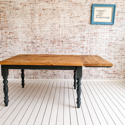 Extending Traditional Rustic Farmhouse Reclaimed Style Pine Kitchen Dining Table - Any Size, Any Colour!