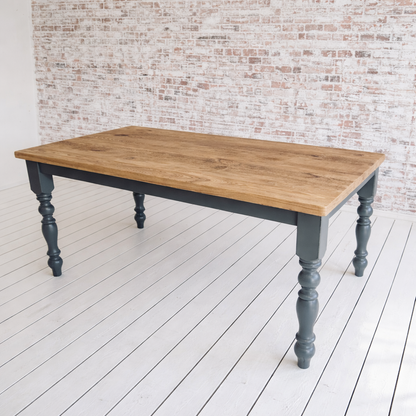 Extending Traditional Rustic Farmhouse Reclaimed Style Pine Kitchen Dining Table - Any Size, Any Colour!