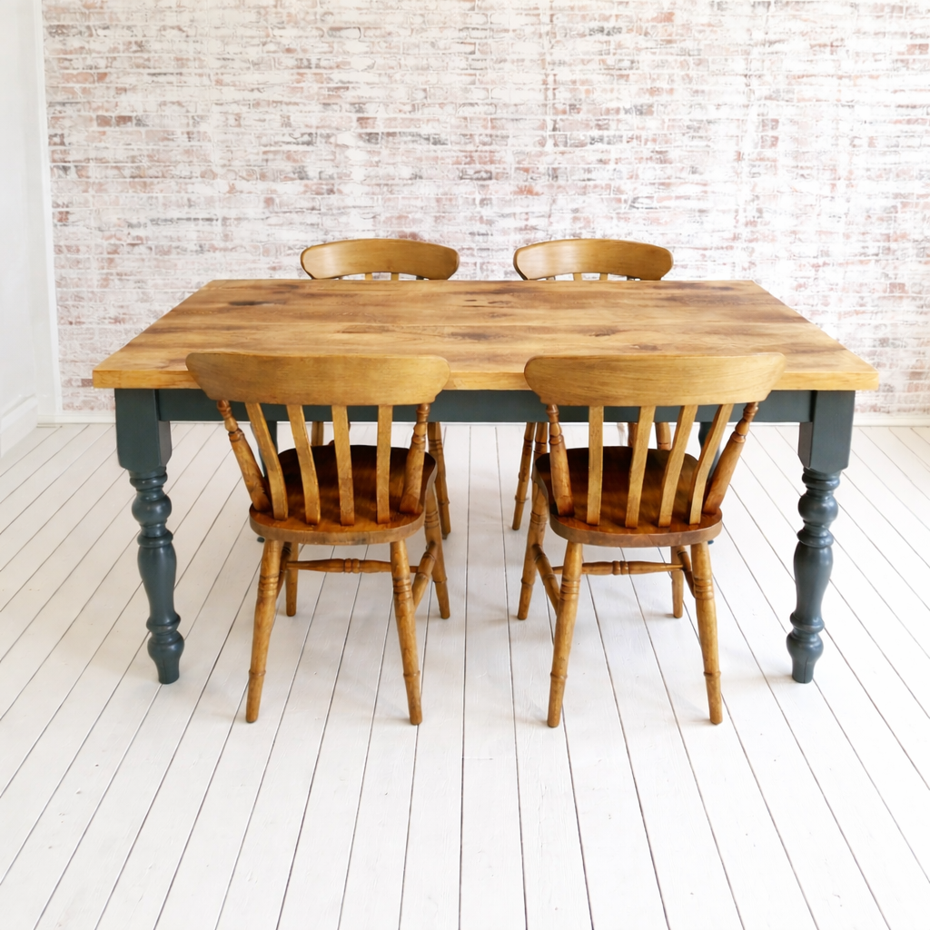 Extending Traditional Rustic Farmhouse Reclaimed Style Pine Kitchen Dining Table - Any Size, Any Colour!
