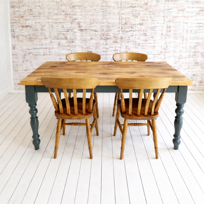 Extending Traditional Rustic Farmhouse Reclaimed Style Pine Kitchen Dining Table - Any Size, Any Colour!