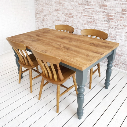Extending Traditional Rustic Farmhouse Reclaimed Style Pine Kitchen Dining Table - Any Size, Any Colour!