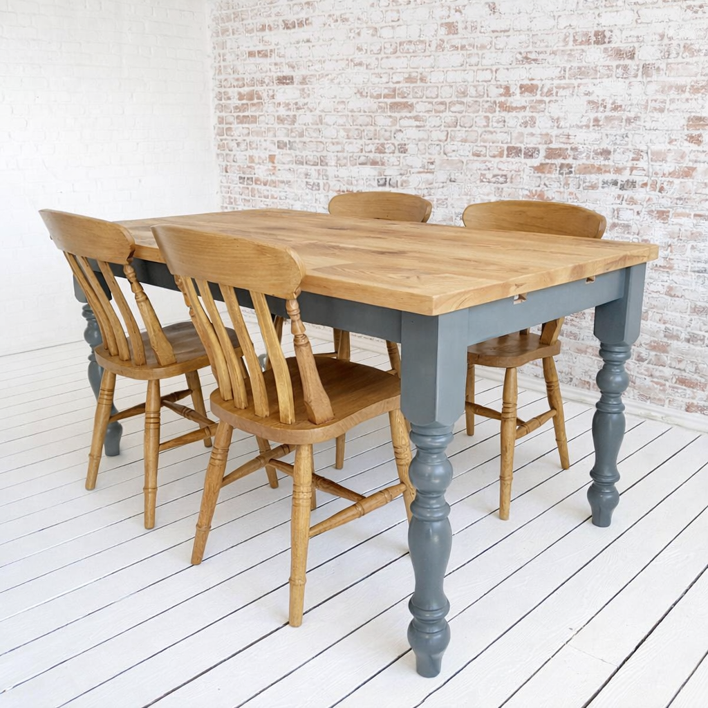 Extending Traditional Rustic Farmhouse Reclaimed Style Pine Kitchen Dining Table - Any Size, Any Colour!